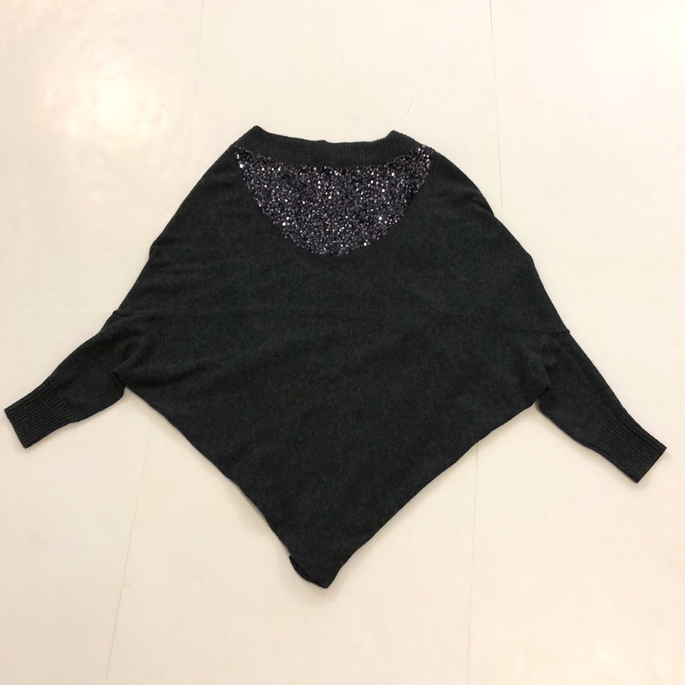 Armani Exchange XS Grey Sweater Charcoal Sequin Detail on back Shrug Excellent